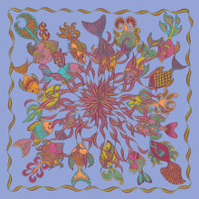 colourful tropical fish silk scarf with silk twill