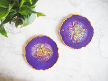 Purple Geode Resin Coasters - Purple Resin Coaster Set - Purple Resin Goede Coasters - Purple Handmade Coaster Set UK - Purple And Gold Geode Coasters - Purple And Gold Resin Coaster Set