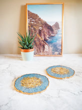 Dusty Blue Geode Resin Coaster Set - Dusty Blue Resin Coasters - Dusty Blue Geode Coasters - Dusty Blue Coaster Set - Blue Coasters For Home