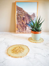 Yellow Geode Coasters Set Resin