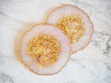 Resin Geode Sparkly Purple Coasters Set