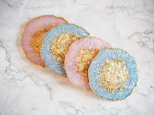 Dusty Blue Geode Resin Coaster Set