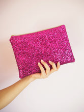 Fuchsia Glitter Clutch Bag For Wedding Guest