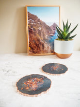 grey & rose gold resin coasters