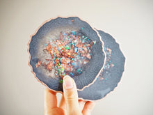 iridescent geode resin coasters