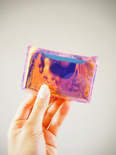 magenta holographic card holder