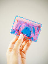 sparkly blue vinyl card holder