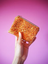 Orange Glitter Coin Purse With Gold Zip, Glitter Gift Items Under £10