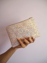 Pink Iridescent Glitter Makeup Bag - Sparkly Pink Makeup Bag - Pink Glitter Cosmetic Bag