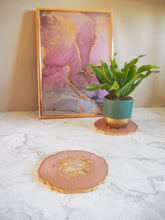 pale peach geode coaster set