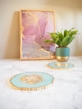 mint green geode coaster set