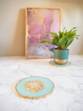 iridescent mint green resin coasters