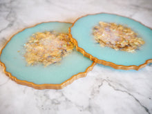 pastel geode resin coaster set