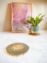 sparkly olive green coasters