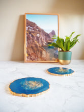 Cobalt Geode Resin Coaster Set - Cobalt Geode Coasters For Home - Cobalt Blue Iridescent Resin Coasters - Blue Home Decor - Cobalt Home Decor