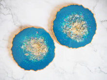 Cobalt Geode Resin Coaster Set - Shimmering Blue Coaster Set - Iridescent Blue Resin Coasters - Cobalt Iridescent Geode Coasters - Coaster Set For Home
