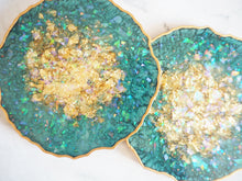 Forest Green Geode Coasters Handmade