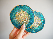 Green Geode Coasters Handmade