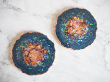 Navy Blue & Rose Gold Geode Resin Coasters - Navy Blue Geode Resin Coaster Set - Rose Gold & Navy Blue Geode Coaster Set - Sparkly Navy Coasters For Home - Handmade Home Decor