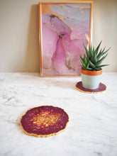 Burgundy Geode Resin Coasters Set