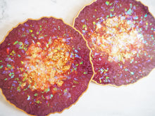 Burgundy Geode Resin Coasters Set - Burgundy Iridescent Geode Coasters For Home - Handmade Burgundy Resin Geode Coasters - Set Of Handmade Resin Coasters In Burgundy