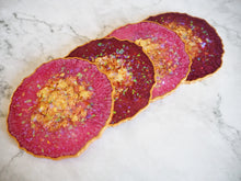 Burgundy Geode Resin Coasters Set - Burgundy Iridescent Geode Coasters For Home - Handmade Burgundy Resin Geode Coasters - Set Of Handmade Pink Resin Coasters