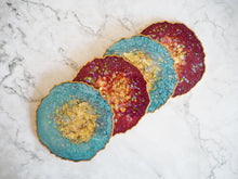 Burgundy Geode Resin Coasters Set - Burgundy Iridescent Geode Coasters For Home - Handmade Burgundy Resin Geode Coasters - Set Of Handmade Resin Coaster