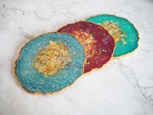 Teal Resin Agate Coasters Set