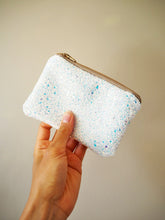 Iridescent White Glitter Coin Purse - Sparkly White Coin Purse - Iridescent Glitter Coin Purse In White - White Iridescent Glitter Purse - White Iridescent Glitter Coin Pouch