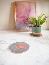 rose gold & grey iridescent geode coaster set