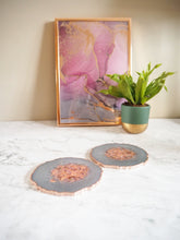 rose gold iridescent geode coaster set