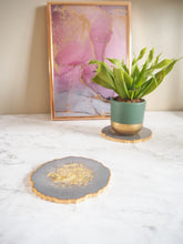 Grey Handmade Geode Resin Coasters