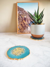 Teal Iridescent Geode Coasters