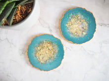 Teal Geode Resin Coaster Set