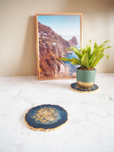 Navy Blue Geode Resin Coaster Set