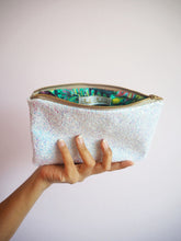 White Iridescent Glitter Makeup Bag