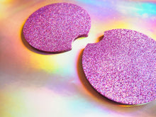 pink rainbow glitter car coasters
