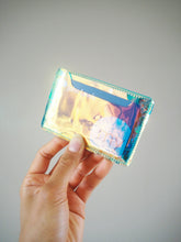 holographic green vinyl card case