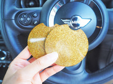 Gold Rainbow Glitter Car Coasters - 7.3cm