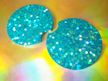 Turquoise Rainbow Glitter Cup Holder Inserts - 7.3cm