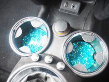 Turquoise Rainbow Glitter Cup Holder Inserts - 7.3cm