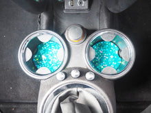 Turquoise Rainbow Glitter Cup Holder Inserts - 7.3cm