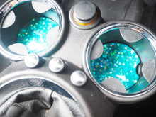 Turquoise Rainbow Glitter Cup Holder Inserts - 7.3cm