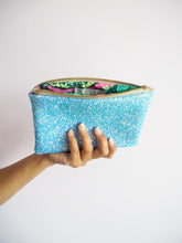 Sparkly Blue Cosmetic Bag Handmade