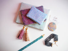 blue glitter coin pouch