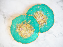 Jade Green Resin Geode Coaster Set - Jade Green Geode Placemat Set - Jade Green Resin Coasters - Jade Green Handmade Coaster Set - Handmade Jade Green Resin Coasters