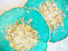Jade Green Resin Geode Coaster Set