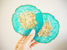 Handmade Geode Coasters In Jade Green