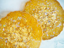 Handmade Geode Coasters Set in Mustard Yellow