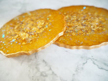 Handmade Geode Coasters In Mustard Yellow Set of 4